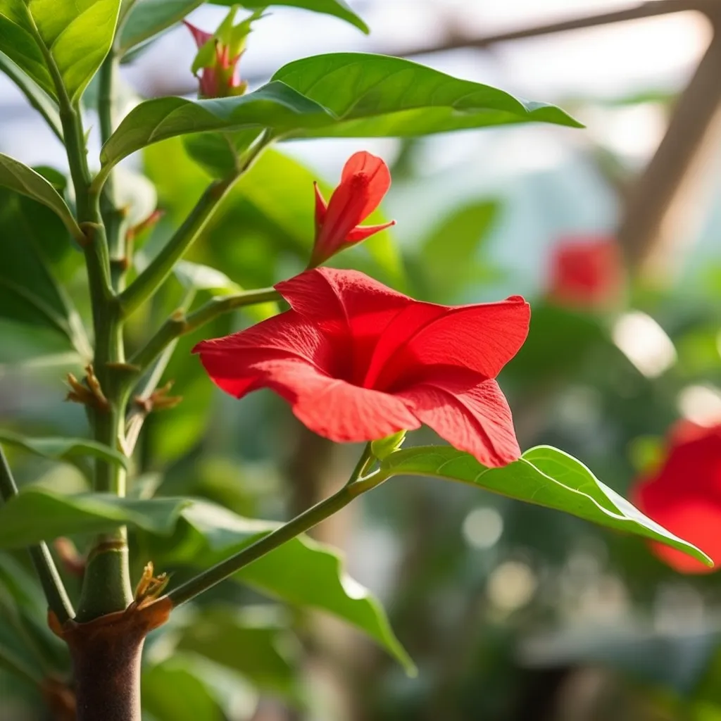 red mandevilla plant 1